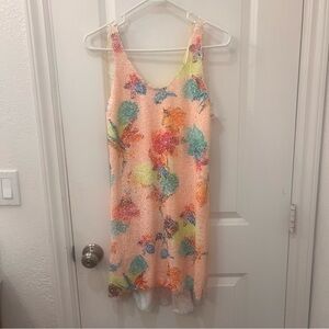 Zara high low coral Sequin Sleeveless Dress